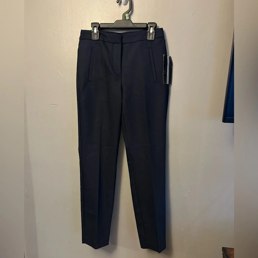 Zara pants - navy straight leg ankle length elastic back NWT - Picture 2 of 11